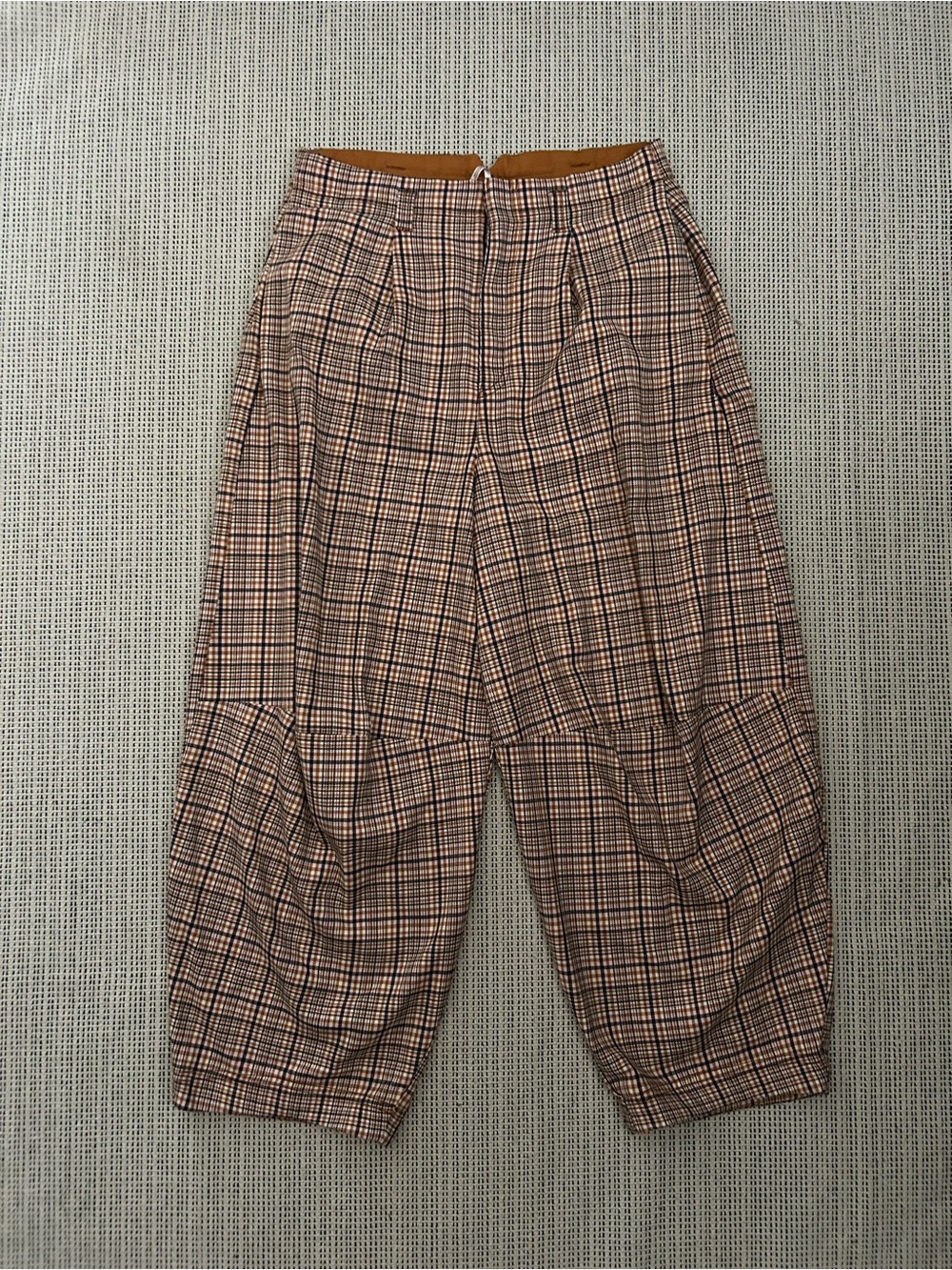 Anthropologie Plaid Cropped Trousers in Brown and Tan